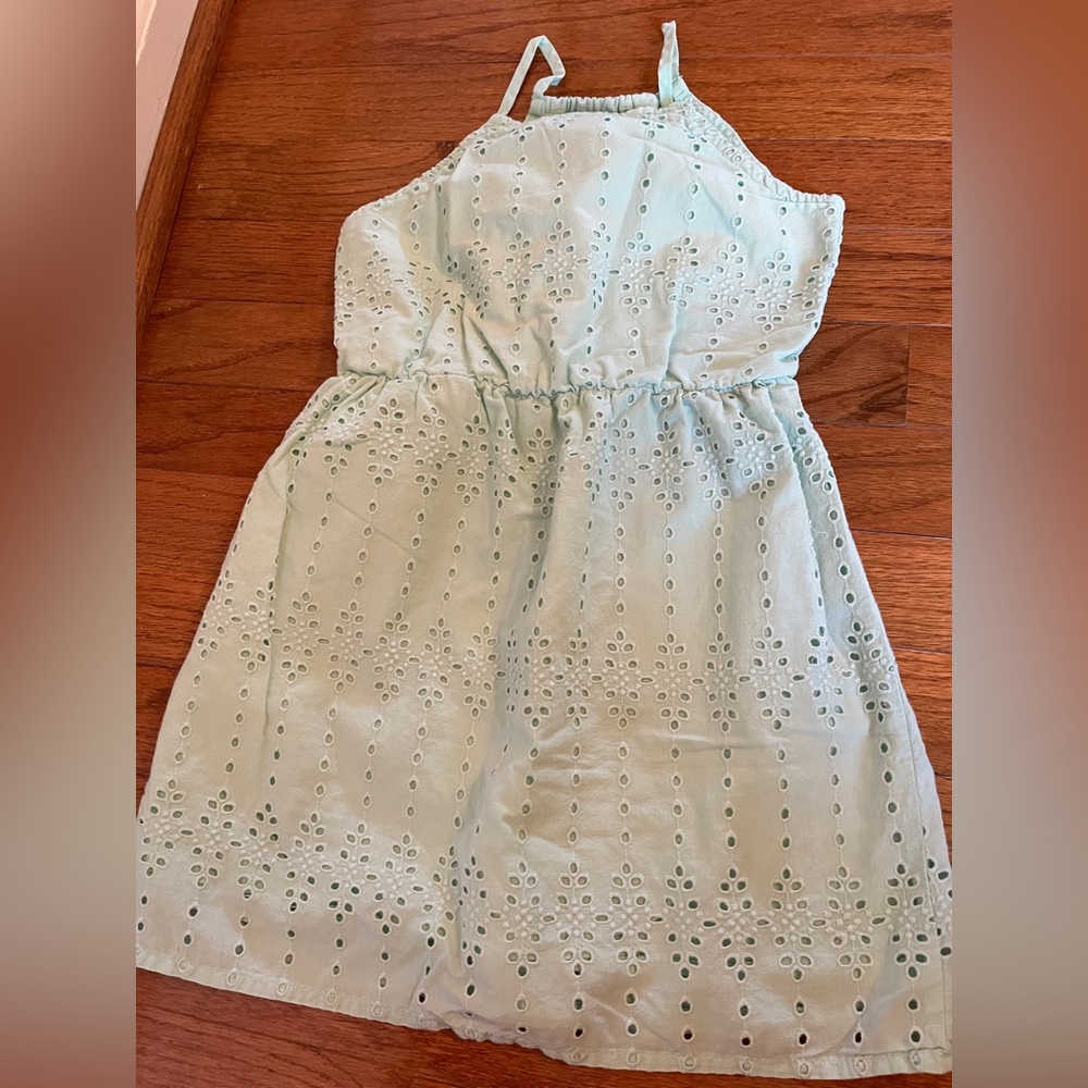 Old Navy Girls Eyelet Dress Mint Green XS 5